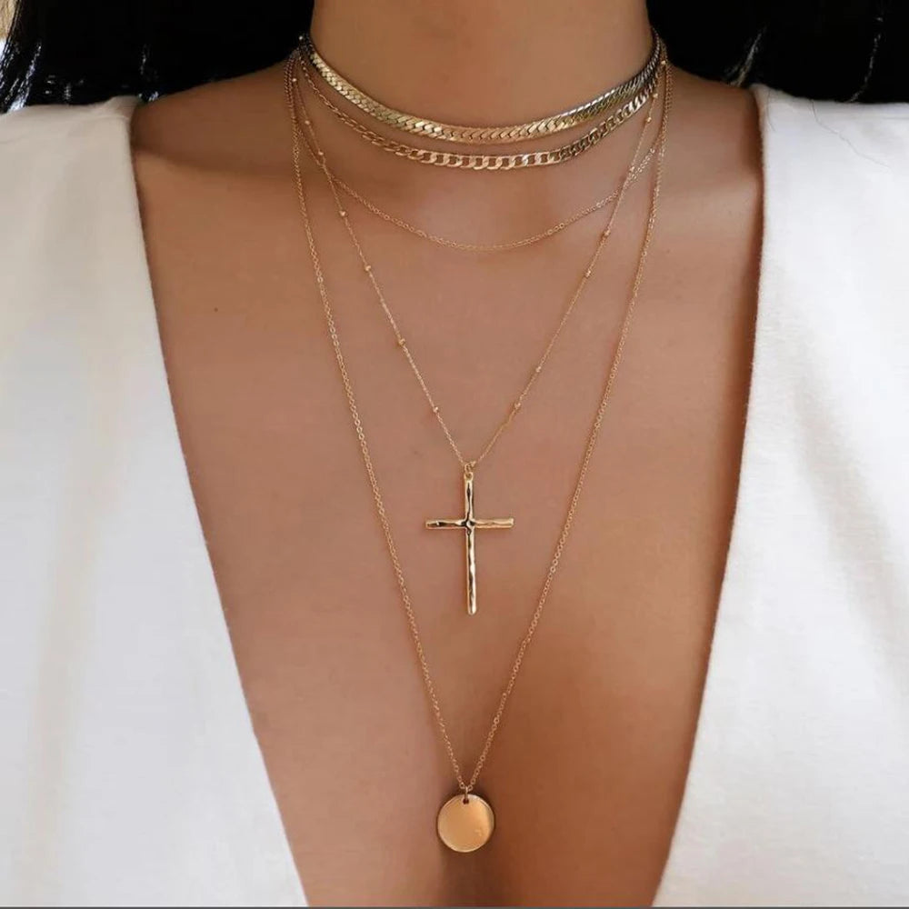 Vintage Gold Boho Layered Necklace Set for Women - Smarsty