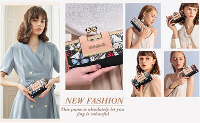 Women Wallet Leather Large Capacity Handbag Long Purse 10-card slots and clips Zero SY5025 - Smarsty