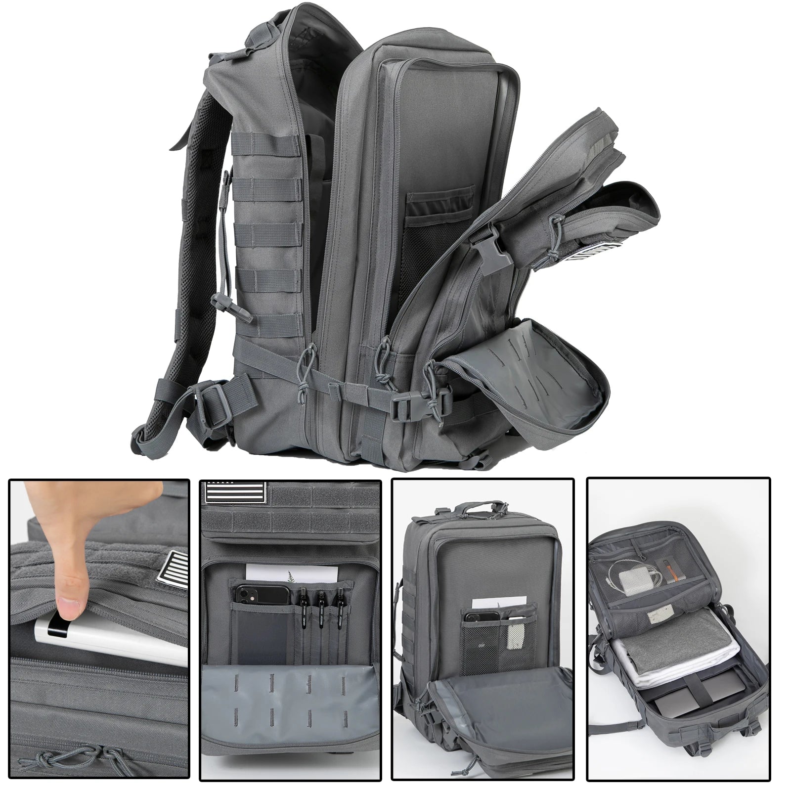 45L Tactical Backpack Molle for survival Assault Pack CCW 3 Day survival Bag Hiking Treeking Rucksack heavy duty backpack - Smarsty