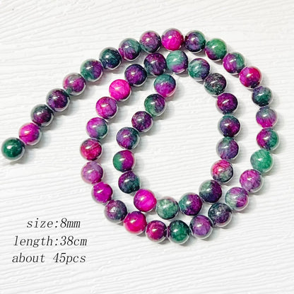 45 Pcs 8mm Natural Stone Beads For DIY Jewelry Bracelet - Smarsty