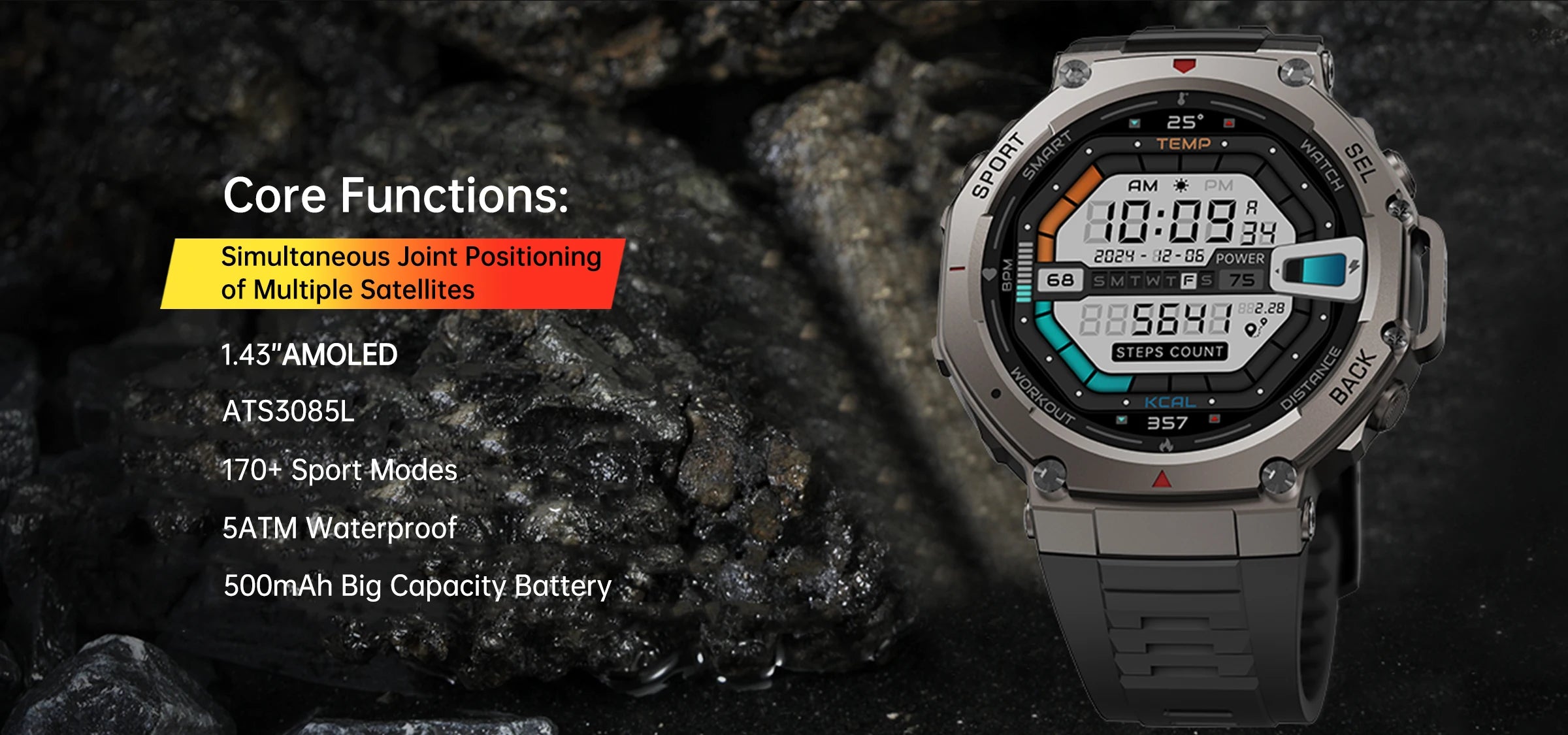 T-Rex 3 GPS Smart Watch with Altimeter and Waterproof Design - Smarsty