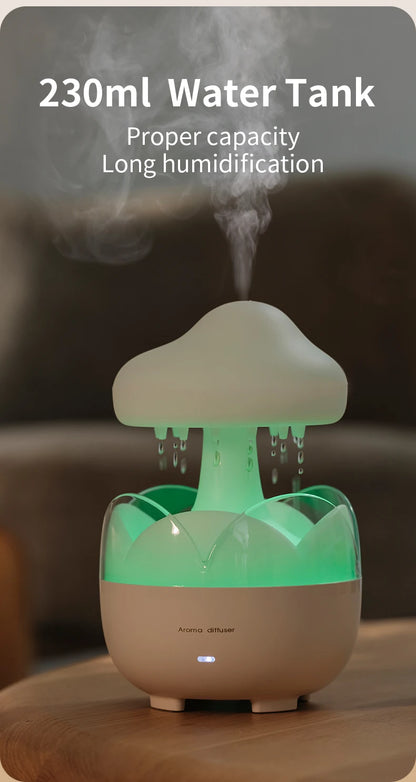 Mushroom Rain Humidifier and Aroma Diffuser with Colorful Night Lights - Smarsty