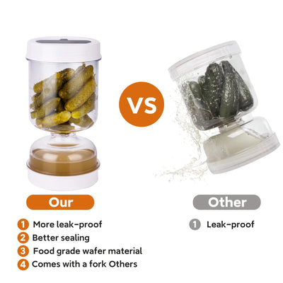Pickles Jar With Forks Dry and Wet Dispenser Pickle and Olives Hourglass Jar Cucumber Container for Kitchen Juice Separator Tool by Smarsty