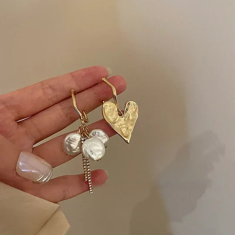 Baroque Heart Tassel Drop Earrings for Fashionable Women - Smarsty