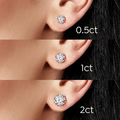 Certified D Color Moissanite Stud Earrings Gold Plated - Smarsty