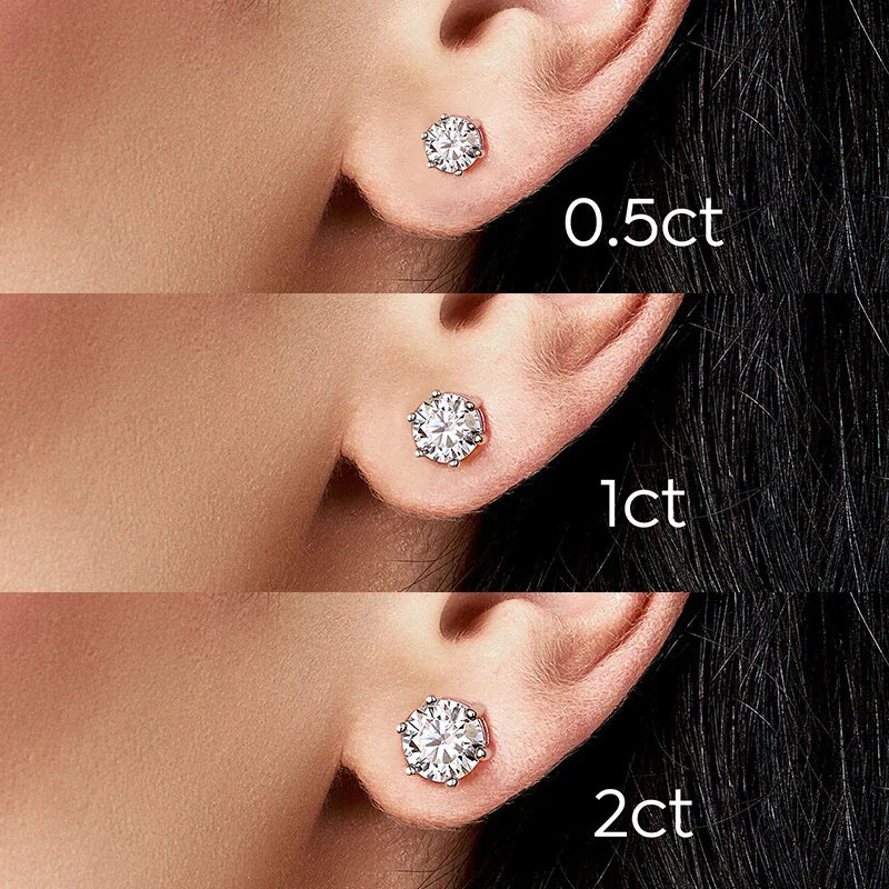 Certified D Color Moissanite Stud Earrings Gold Plated - Smarsty