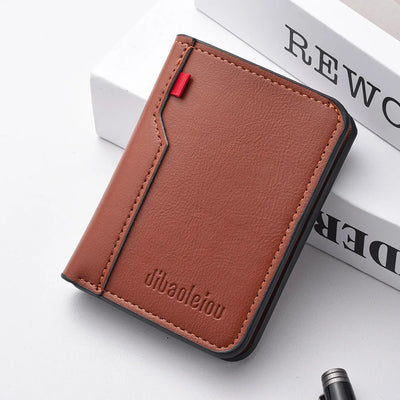 1Pc New Ultra-thin Mini Soft PU Leather Credit Card Wallet Holder Short Vertical High Quality Men's Wallet - Smarsty