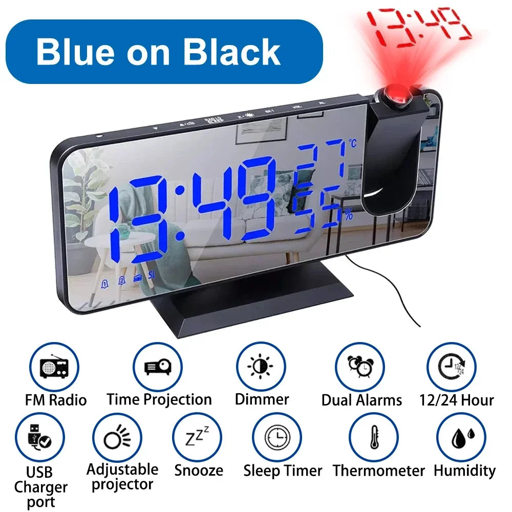 LED Digital Projection Alarm Clock with FM Radio - Smarsty