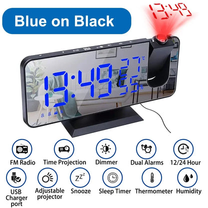 LED Digital Projection Alarm Clock with FM Radio - Smarsty