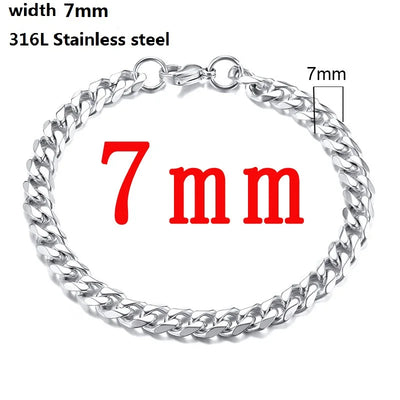 316L Stainless Steel Cuban Chain Bracelet for All - Smarsty