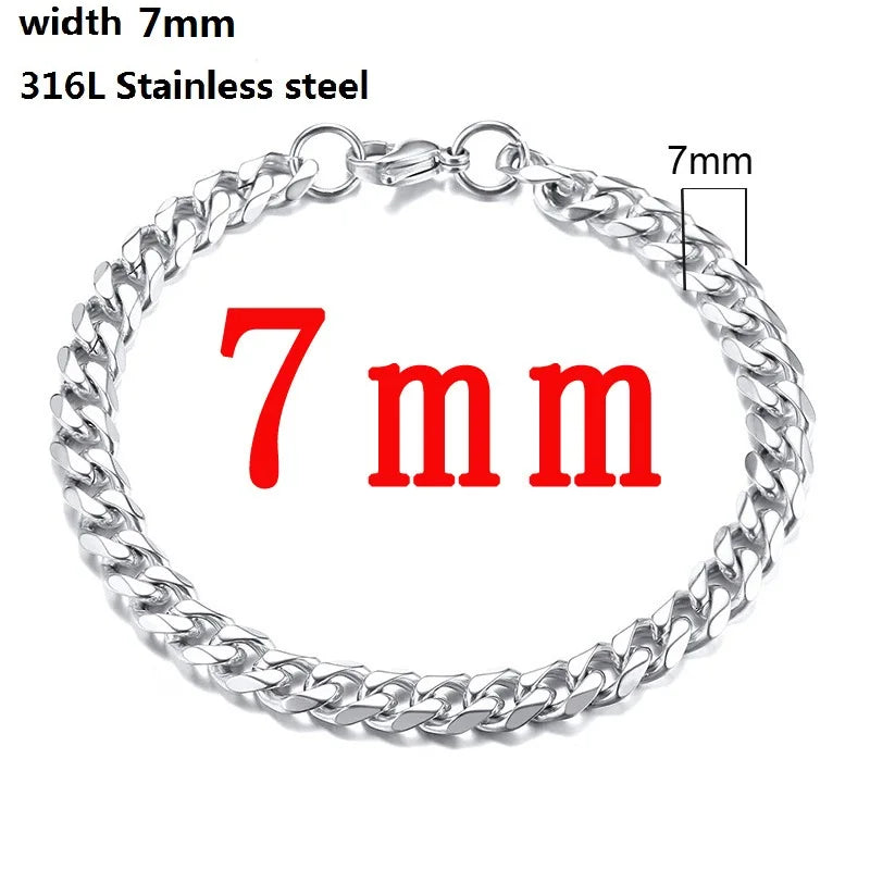 316L Stainless Steel Cuban Chain Bracelet for All - Smarsty