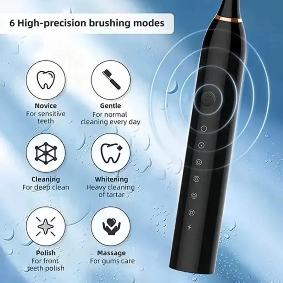 Electric Ultrasonic Toothbrush with Six Speed Modes - Smarsty