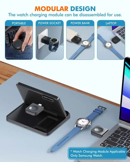3 In 1 Wireless Charger Stand With Fast Charging Dock - Smarsty