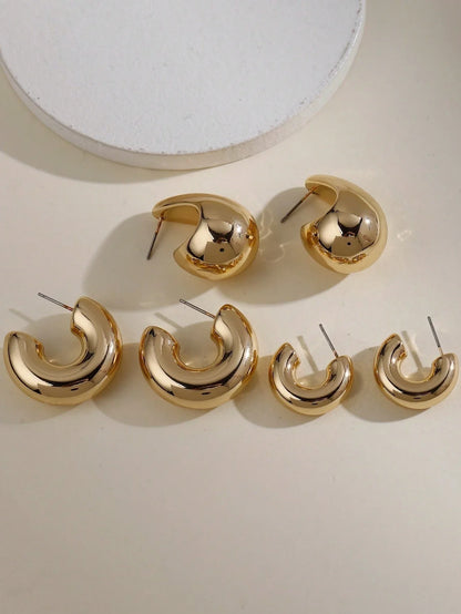 Classic Gold Drop Earrings 12pcs Set for Workplace Style - Smarsty