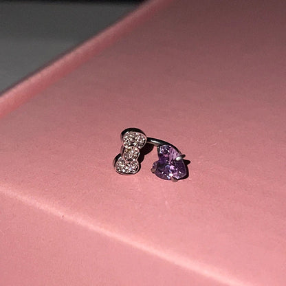 Stainless Steel Heart Bowknot Zircon Stud Earrings Cute - Smarsty