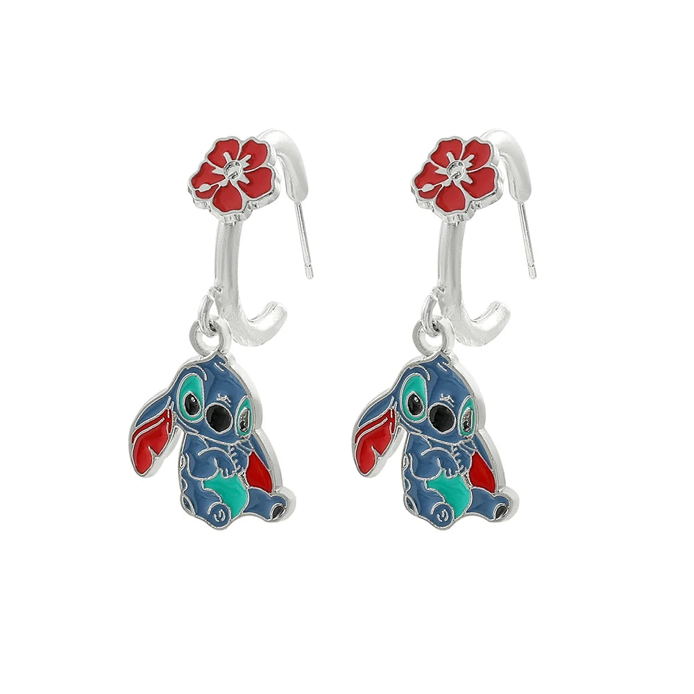 Cute Disney Stitch Flower Stud Earrings for Women and Girls - Smarsty