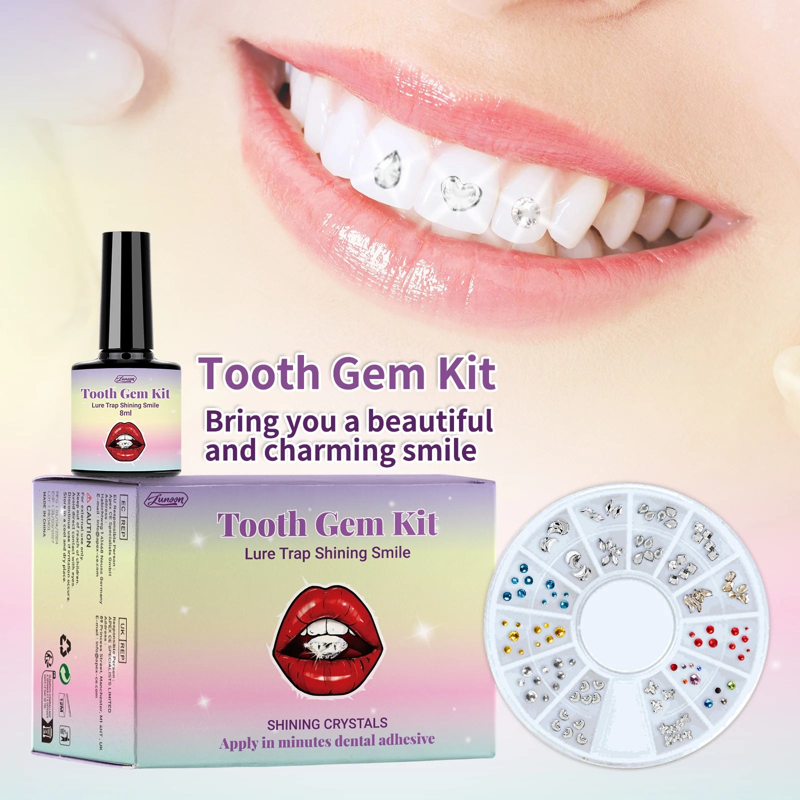 DIY Teeth Gems Kit With Glues And Light Teeth Anti-drop Clear Precious Stone Jewelry Decoration Glittering Tooth Jewelry Kit - Smarsty