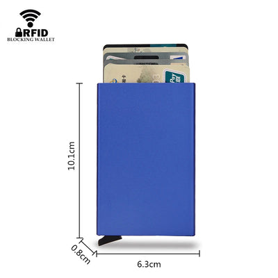 Rfid Smart Wallet Card Holder Metal Thin Slim Men Women Wallets Pop Up Minimalist Wallet Small Black Purse Vallet Walets for Men - Smarsty
