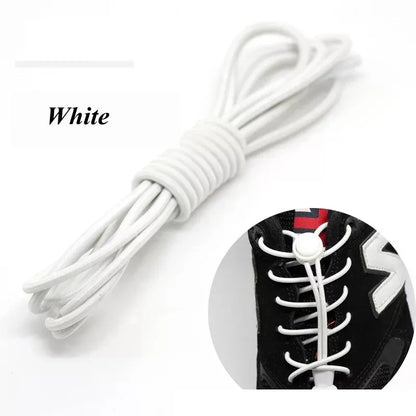 1 Pair 22 Colors Elastic Shoelaces Round Locking No Tie Shoe Laces Kids Adult Quick Lazy Laces Rubber Sneakers Shoelace T1 - Smarsty