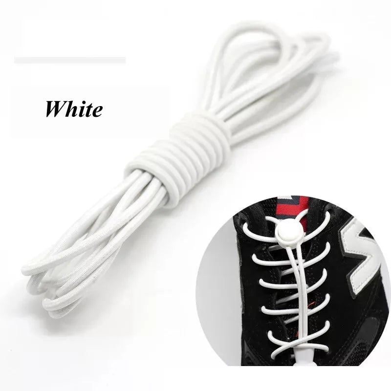 1 Pair 22 Colors Elastic Shoelaces Round Locking No Tie Shoe Laces Kids Adult Quick Lazy Laces Rubber Sneakers Shoelace T1 - Smarsty