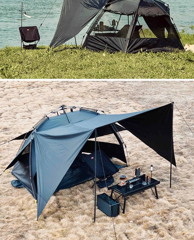 Sonuto Outdoor 3-4P One-Touch Camping Tent Quick Automatic Opening Beach Fishing Tent Family Travel Picnic Park Anti-UV Shade by Smarsty