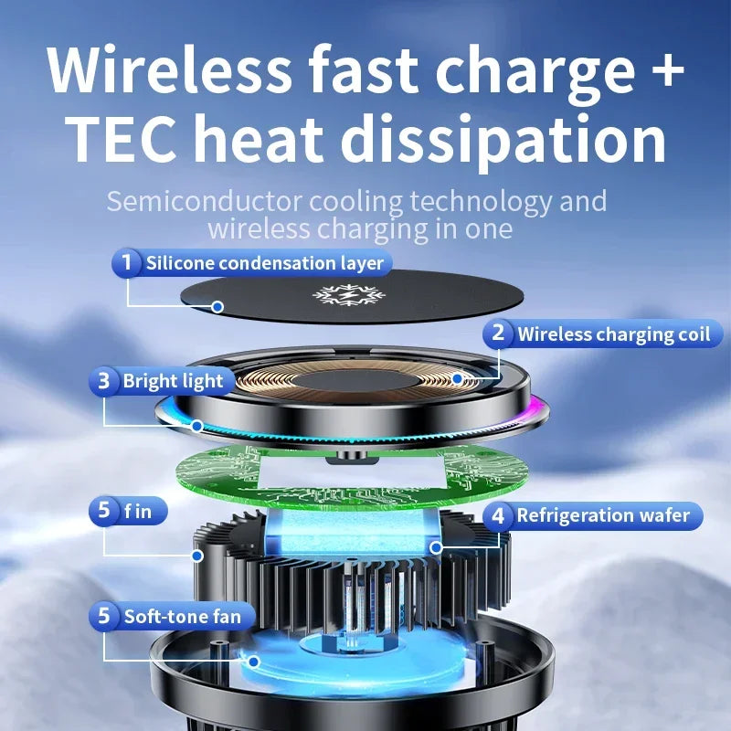 Ice Cooling Magnetic Wireless Car Charger Stand For iPhone - Smarsty