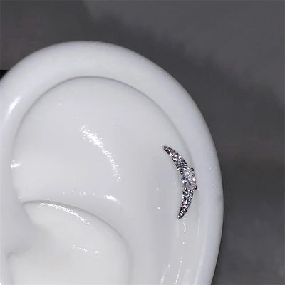 Stainless Steel Ear Cuff With Rhinestone Wing Sparkle - Smarsty