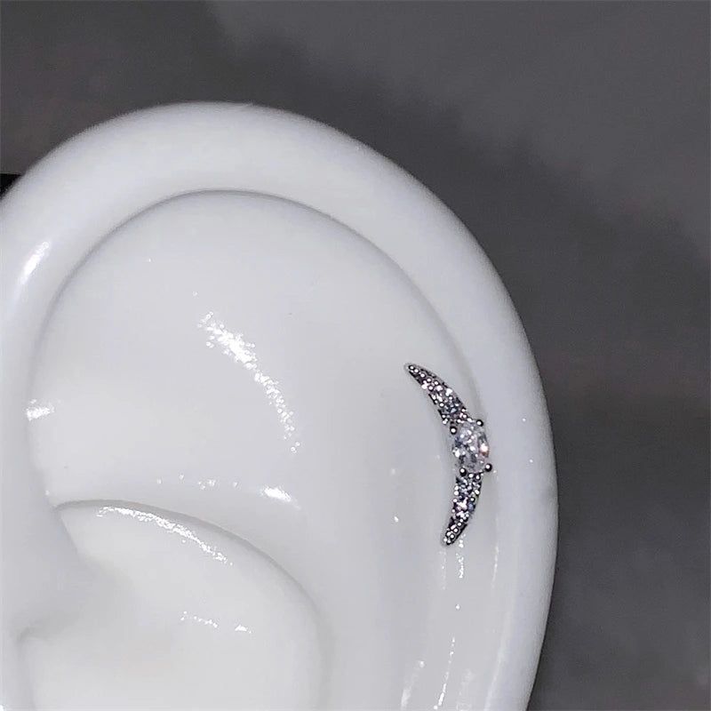 Stainless Steel Ear Cuff With Rhinestone Wing Sparkle - Smarsty