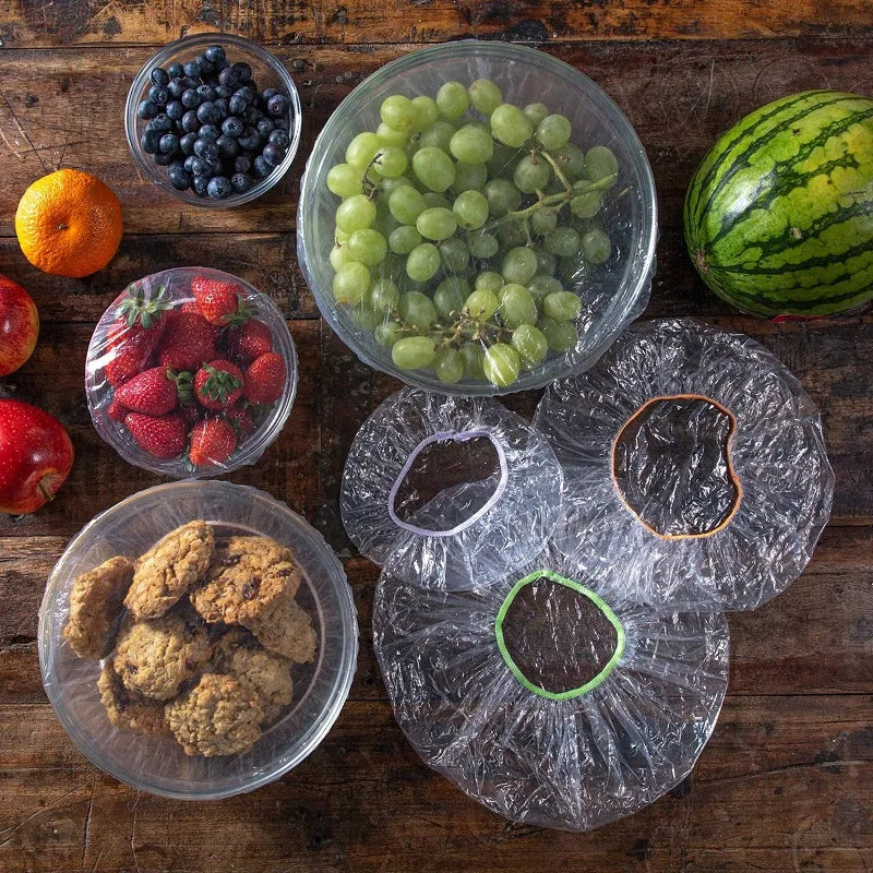 Disposable Food Cover Plastic Shower Cap Fruit Food Cover Elastic Plastic Wrap Cover Food Grade Storage Bag Kitchen Organizer
