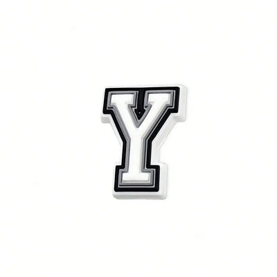 1pc Black White Alphabet Shoe Charm, PVC Shoe Accessory For Crocs, Wristband, Slipper,DIY Accessories Gifts For Holiday Party - Smarsty