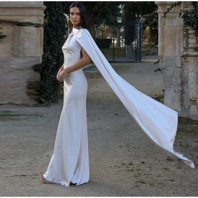 Sexy Satin Ribbon Party Dress Women Elegant Halter Backless Off Shoulder Sleeveless Female Dresses 2024 Summer Solid Robe Gown - Smarsty