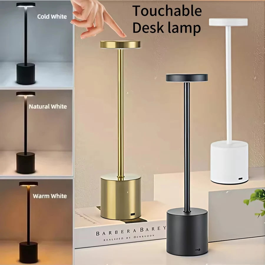 Rechargeable Touch Sensor LED Table Lamp with Adjustable Colors - Smarsty