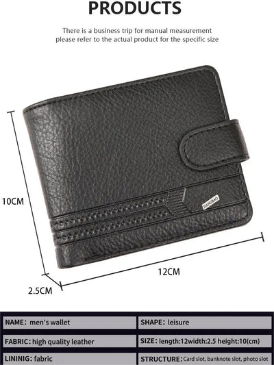 Men's Slim Bifold Wallets Leather Multiple Card Holder Purses with Driver License ID Windows Man Short Wallet with Coin Pouch - Smarsty