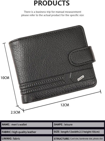 Men's Slim Bifold Wallets Leather Multiple Card Holder Purses with Driver License ID Windows Man Short Wallet with Coin Pouch - Smarsty