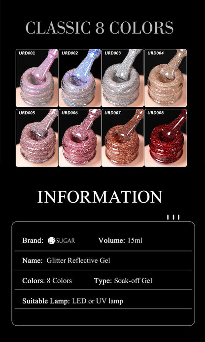 UR Sugar 15ml Silver Reflective Gel Polish for Sparkling Nails - Smarsty