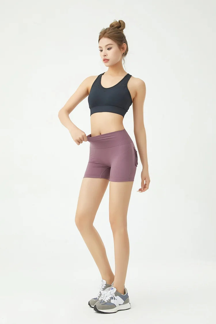 Peach Butt Fitness Shorts Women's Exercise Three-Quarter Pants Cargo Air Dry Pocket Yoga  Tight  Lift Summer - Smarsty