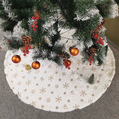 1pcs 78/90/122cm White Christmas Tree Skirt Plush Faux Fur 2023 Xmas Tree Carpet Decoration Ornament New Year Navidad Home Decor