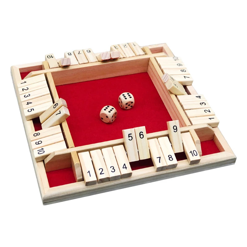 Arithmetic Dice Board Game Four-Sided Flip Card Games Box Dice Toys Wooden Flaps Dices 4 Players Party Number Game Board Games - Smarsty