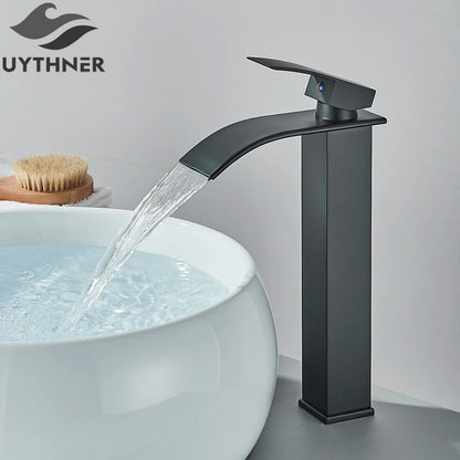 Brushed Gold Waterfall Bathroom Sink Faucet Mixer - Smarsty
