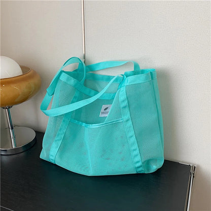 Transparent Mesh Shoulder Bag for Travel and Beach - Smarsty