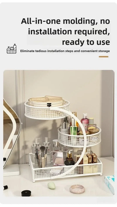 1pc Metal Makeup Storage Rack Cosmetic Organizer Dresser Multi-layer Skincare Organizing Box Lightweight No-Installation Home - Smarsty