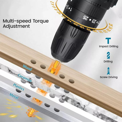 Multifunctional 21V rechargeable impact drill lithium battery cross-border flashlight gun drill electric screwdriver electric dr