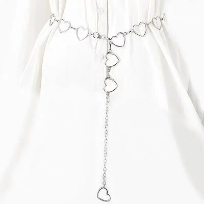 Women High Waist Metal Chain Belt with Crystals - Smarsty