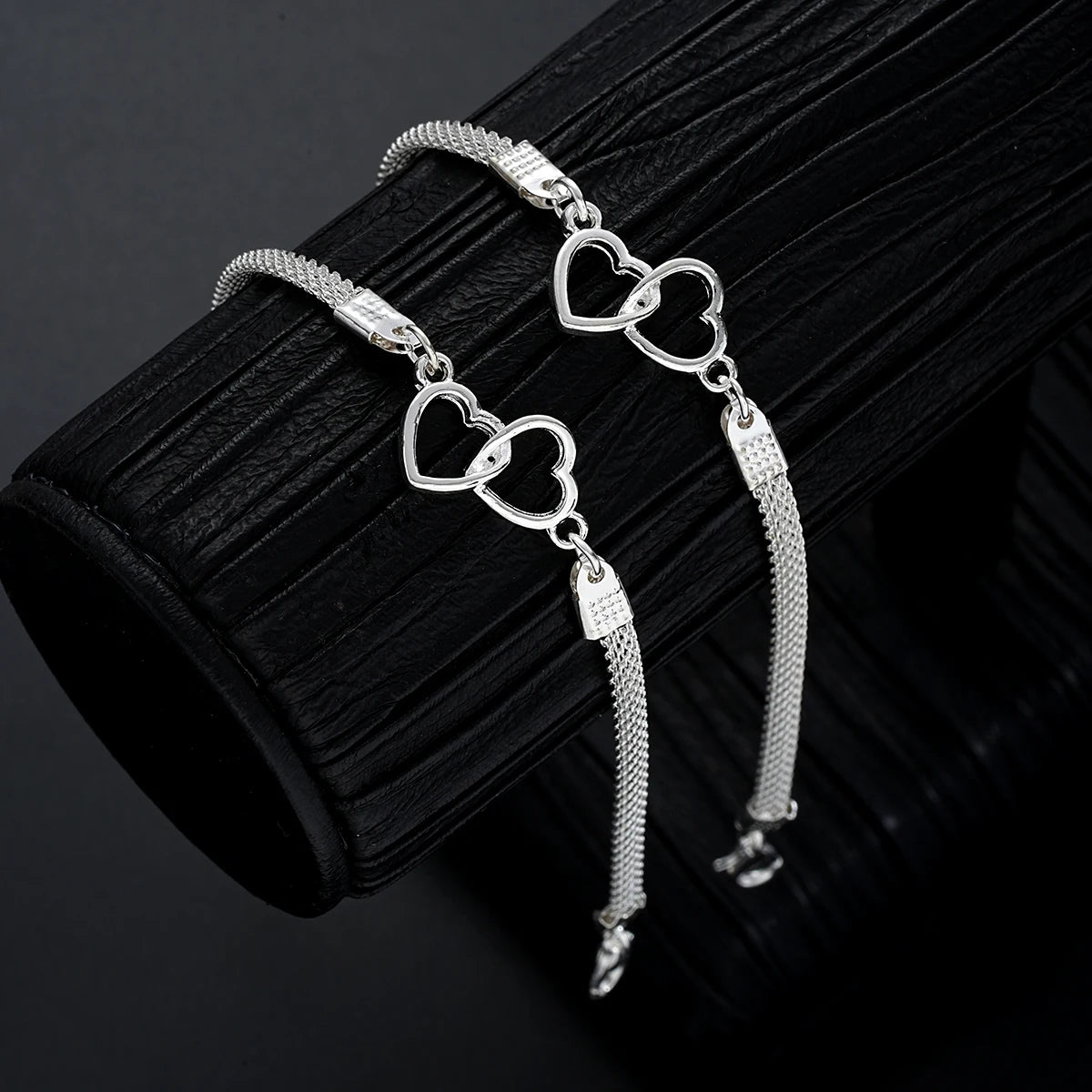 Couple Heart Bracelets Set Silver Matching Jewelry Gift - Smarsty