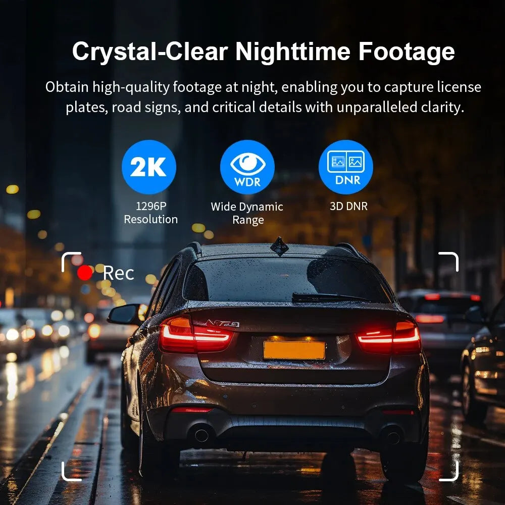 2K Car Dash Cam With Night Vision And Wireless WiFi - Smarsty