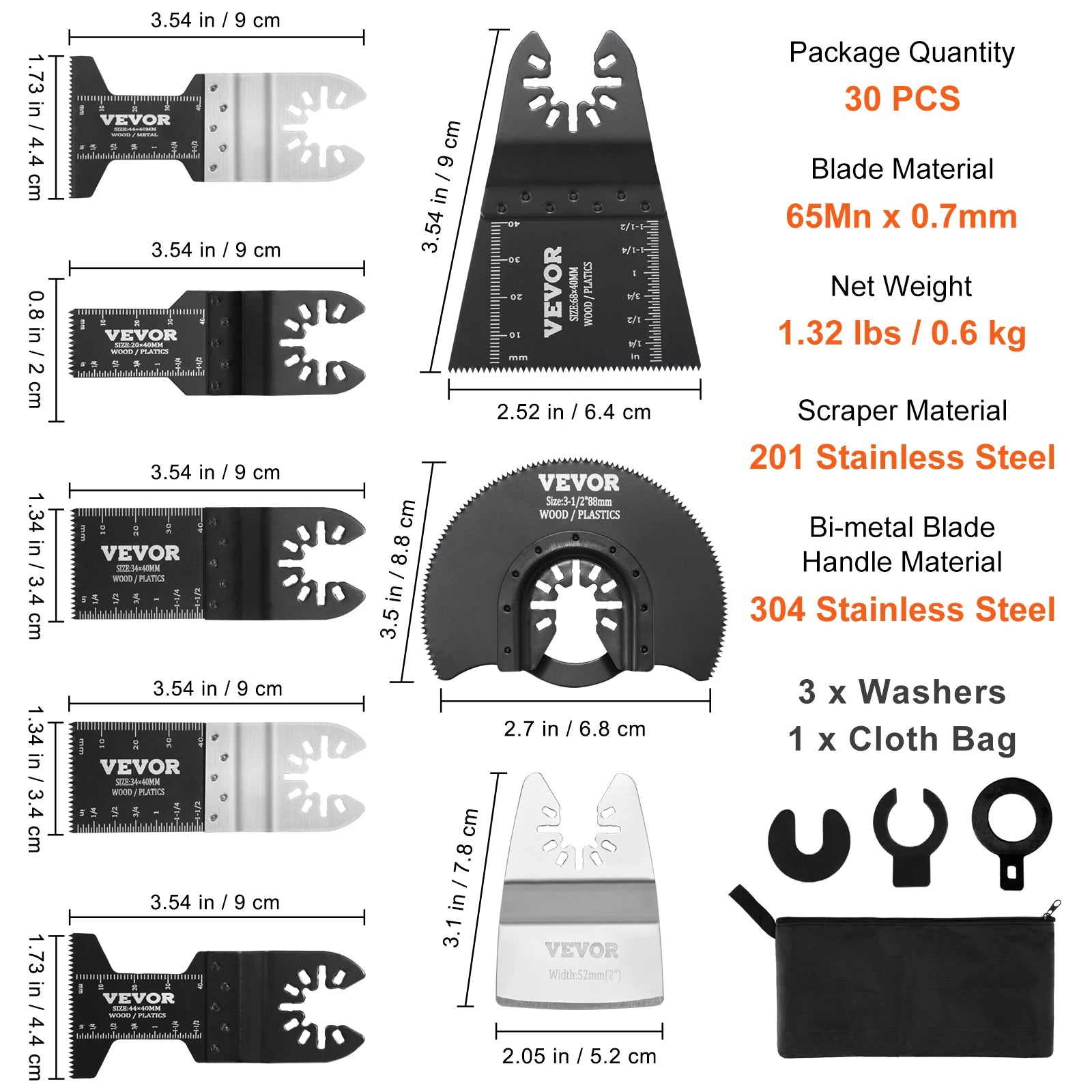 SucceBuy 30PCS Multi Tool Blades Kits Universal Release Oscillating Multi-Function Renovator Saw Blades for Dewalt Craftsman