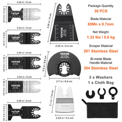 SucceBuy 30PCS Multi Tool Blades Kits Universal Release Oscillating Multi-Function Renovator Saw Blades for Dewalt Craftsman