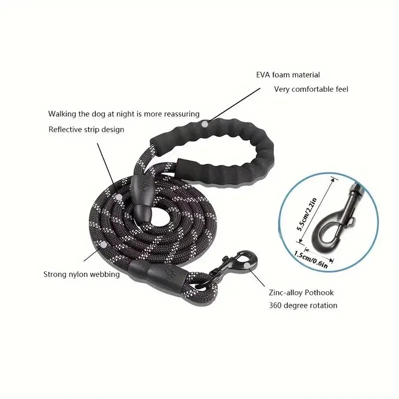 Reflective Dog Leash With Padded Handle For Safety - Smarsty