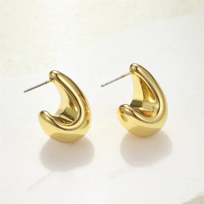 Vintage Chunky Dome Drop Earrings Gold Plated Stainless - Smarsty