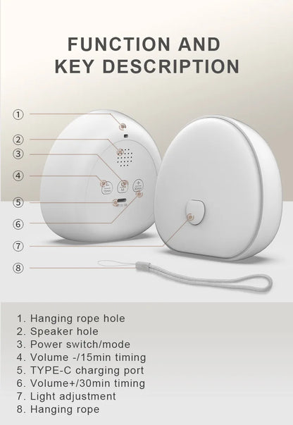 Rechargeable White Noise Machine With Soothing Night Light - Smarsty